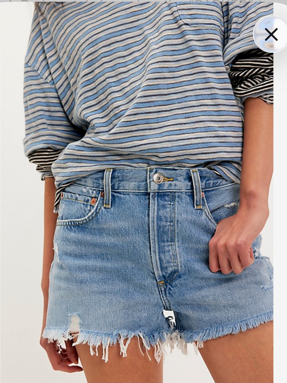 AGOLDE parker shorts light wash denim 28